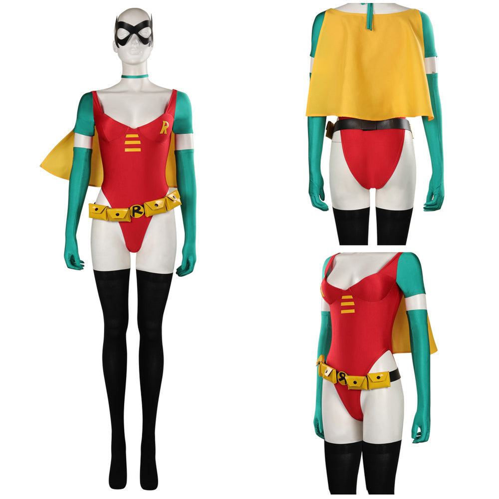 Woman Robin Cosplay Costume Sexy Junpsuit Cloak Outfits Halloween Carnival Suit Woman Robin Cosplay Costume Sexy Junpsuit Cloak Outfits Halloween Carnival Suit
