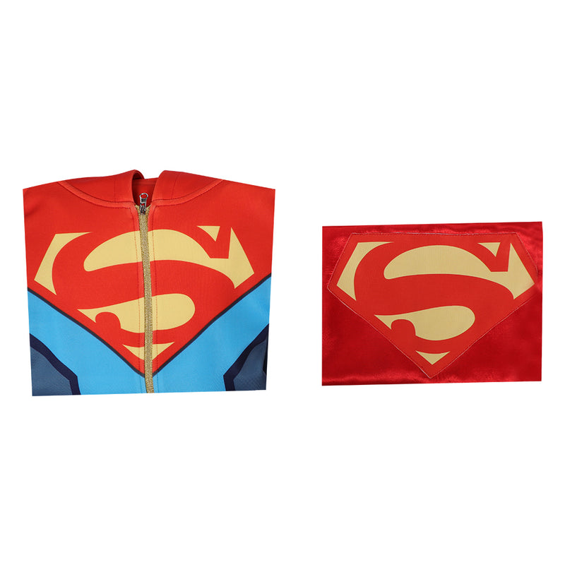 Kids Children Batman and Superman: Battle of the Super Sons-Superman Cosplay Costume Hoodie Outfits