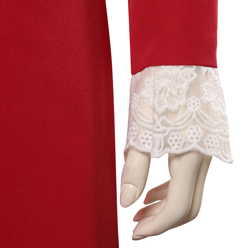 sabrina red dress lace collar Sabrina Embroidered Lace Short Sleeve Midi Dress, Red L