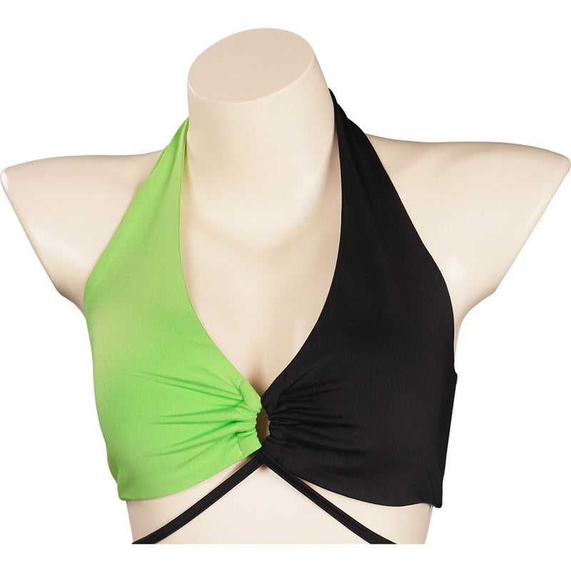 Kim Possible Shego Swimsuit Cosplay Costume Two-Piece Swimwear Outfits