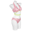 Kamado Nezuko Swimsuit Cosplay Costume Two-Piece Swimwear Outfits Halloween Carnival Suit