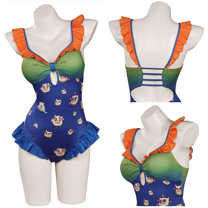 Anime  Hashibira Inosuke Sexy One-Piece Swimsuit Original Designers Cosplay Custome-
