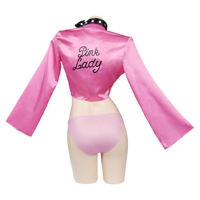 Retro Pink Ladies Grease Swimsuit Cosplay Costume Jumpsuit Swimwear Halloween Carnival Suit