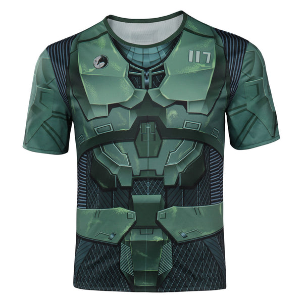 Halo Season 1 Master Chief John 117 Cosplay Costume Short Sleeve 3D Print T-shirt