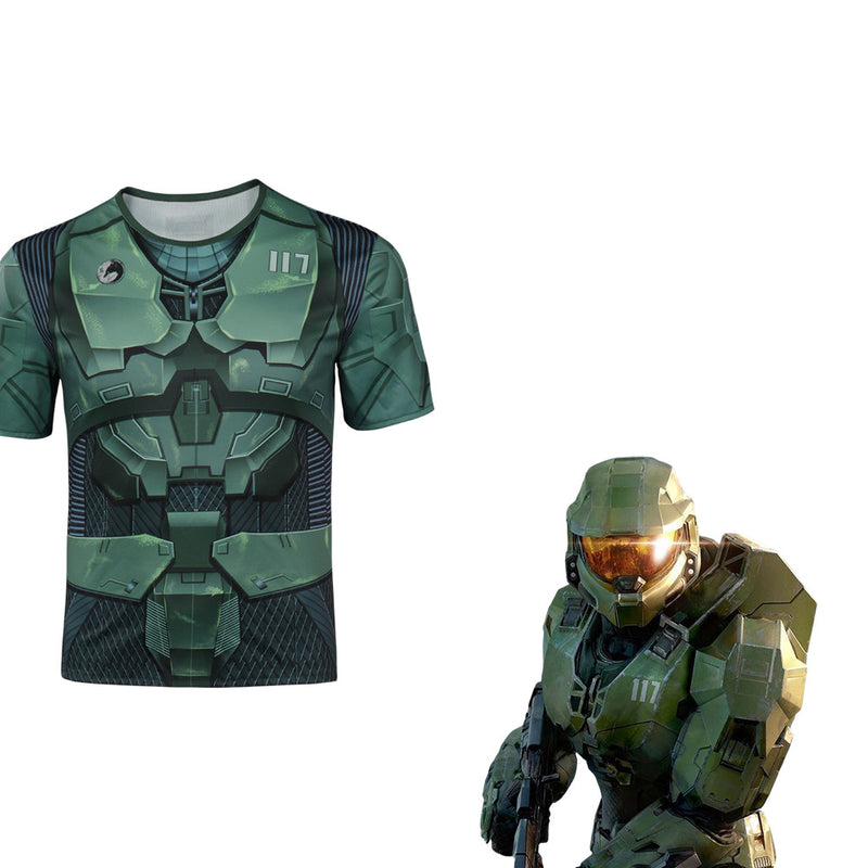 Halo Season 1 Master Chief John 117 Cosplay Costume Short Sleeve 3D Print T-shirt