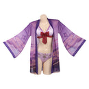 Genshin Impact Raiden Shogun Beelzebul Swimsuit Cosplay Costume Bikini Top Shorts Cloak Outfits