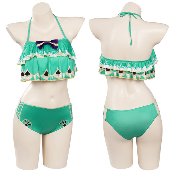 Genshin Impact Venti Cosplay Costume Bikini Top Shorts Swimsuit Outfits