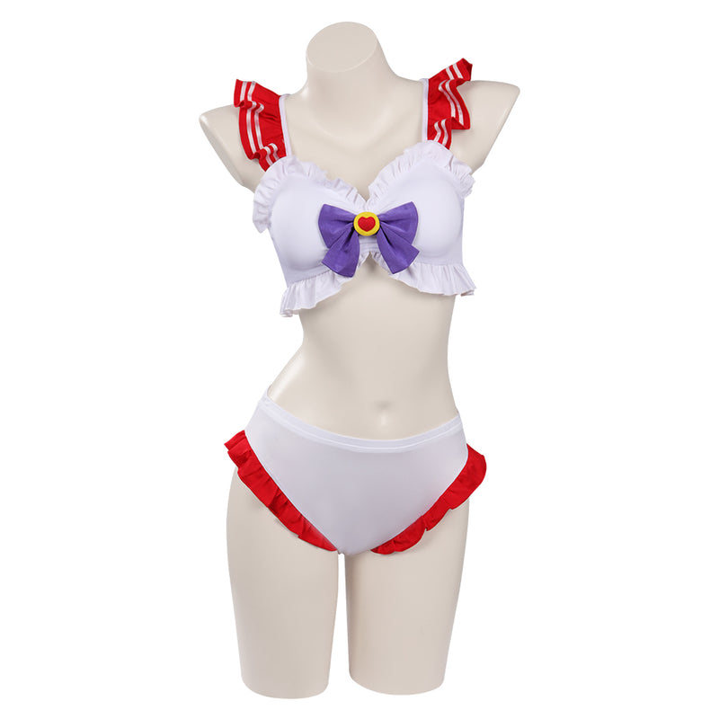 Sailor Moon Hino Rei Original Design Swimsuit Cosplay Costume Bikini Top Shorts Outfits