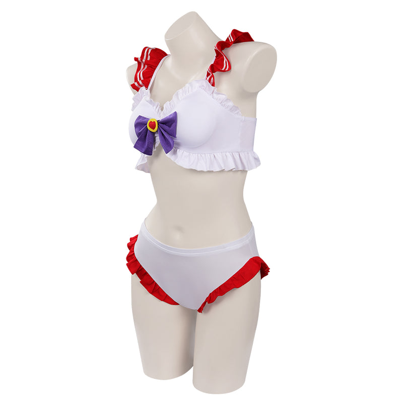 Sailor Moon Hino Rei Original Design Swimsuit Cosplay Costume Bikini Top Shorts Outfits