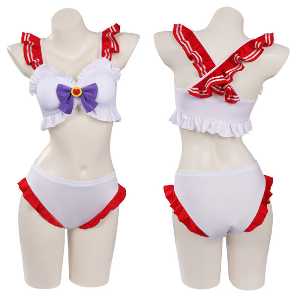 Sailor Moon Huo Yeli Original Design Swimsuit Cosplay Costume Bikini Top Shorts Outfits