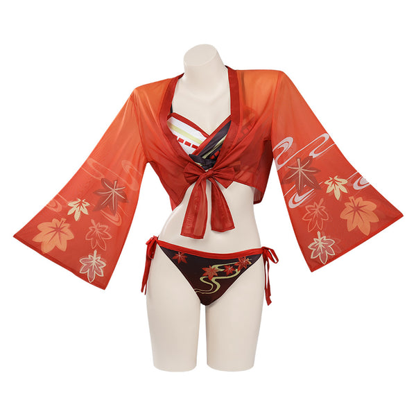 Genshin Impact Kaedehara Kazuha Original Design Swimsuit Cosplay Costume Top Shorts Cloak Outfits-cossky®