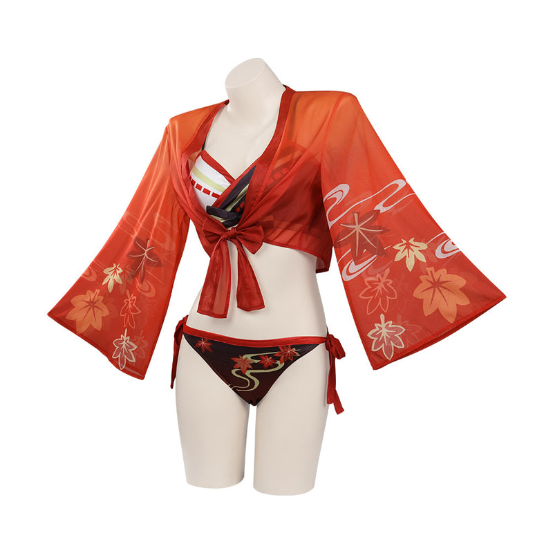Genshin Impact Kaedehara Kazuha Original Design Swimsuit Cosplay Costume Top Shorts Cloak Outfits-cossky®