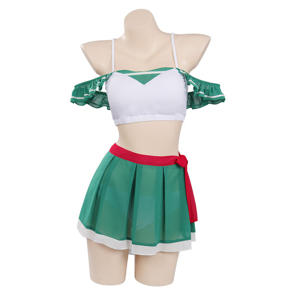 Original Design Green Swimsuit Cosplay Costume Bikini Top Skirt Outfits