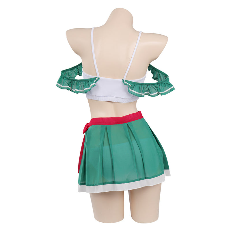 Anime Original Design Green Swimsuit Cosplay Costume Bikini Top Skirt Outfits