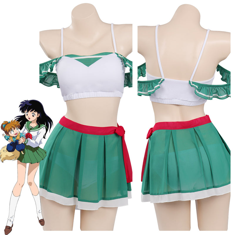 Anime Original Design Green Swimsuit Cosplay Costume Bikini Top Skirt Outfits