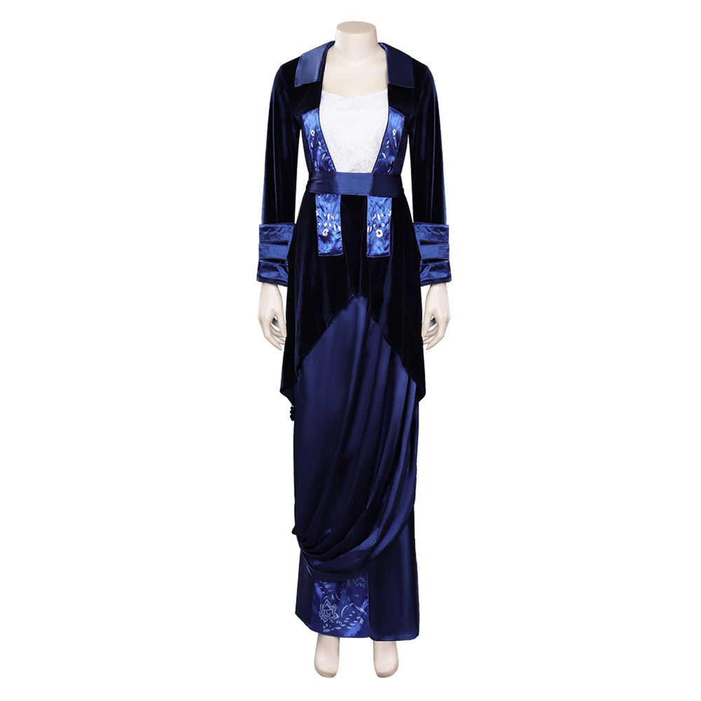Titanic Rose Blue Velvet Gown Outfit Cosplay Costume Titanic Rose Blue Velvet Gown Outfit Cosplay Costume