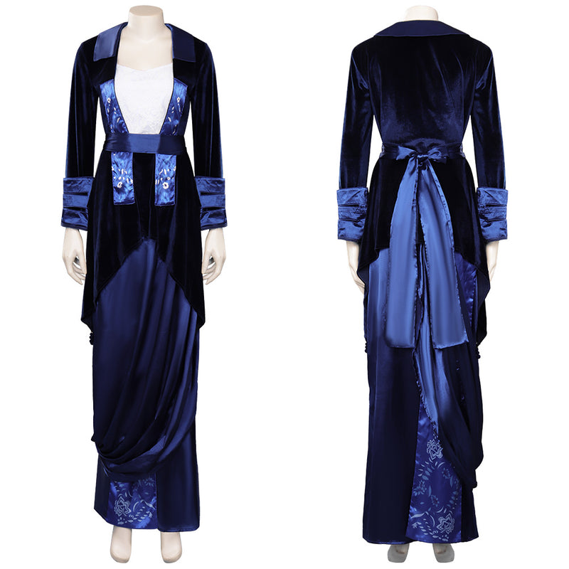 Titanic Rose Blue Velvet Gown Outfit Cosplay Costume Titanic Rose Blue Velvet Gown Outfit Cosplay Costume