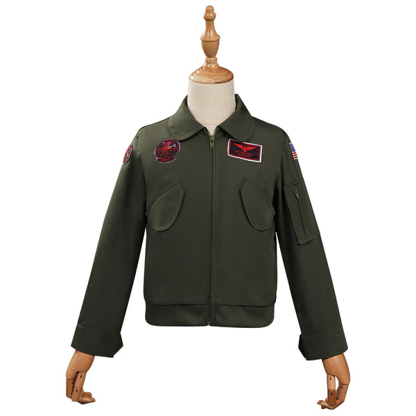 Kids Children Top Gun: Maverick Cosplay Costume Bomber Jacket Outfits Halloween Carnival Suit