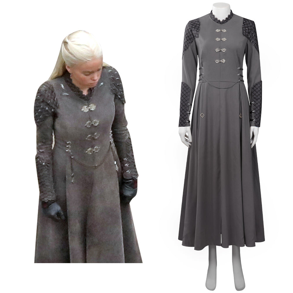 House of the Dragon Rhaenyra Targaryen Cosplay Costume Grey Dress Outf