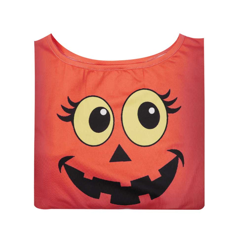 Kids Girls Pumpkin Cosplay Costume Masquerade Ball Dress Halloween Carnival Suit