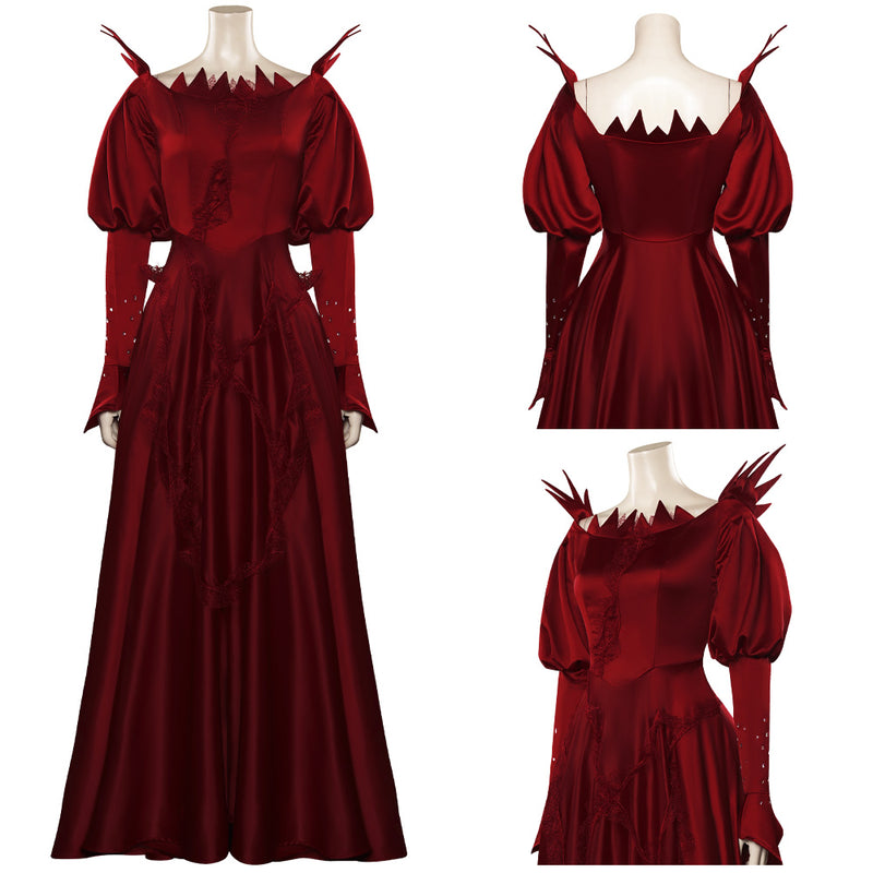 disenchanted giselle red dress Enchanted Disenchanted 2 Giselle Cosplay Costume Ball Red Dress Halloween Carnival Suit, L