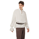 Medieval Vikings Shirts Ruffled Victorian Pirate Cosplay Costume Lace Up Shirt Halloween Carnival Suit