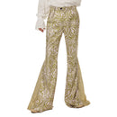 1970s Retro Vintage Disco Mid Waist Bell Bottom Super Flares  Printed Long Pants