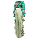 Women 1970s Hippie Retro Vintage Cosplay Costume Off-shoulder Blouse Pants Outfits Halloween Carnival Suit