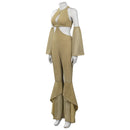 Women 1970s Retro Vintage Disco Jumpsuit Flares Pants Outfits Halloween Carnival Suit