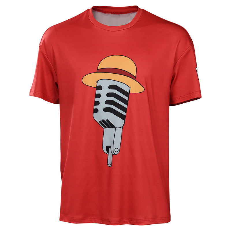 One Piece Movie Red Luffy Cosplay T-shirt Men Women Summer Short Sleeve Shirt