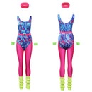 6Pcs/set Adult Women 80s Hippie Disco Cosplay Costume Outfits Sportwear Retro Halloween Carnival Suit