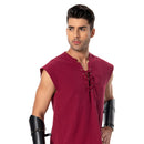 Adult Pirate Cosplay Costume Retro Sleeveless Shirt  Outfits Halloween Carnival Suit