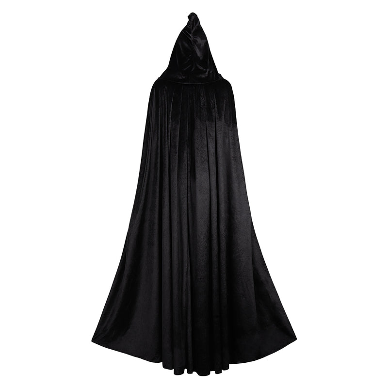 Witch Wizard Wizard Robe Cosplay Costume Black Short Sleeve Hooded Cloak Outfits