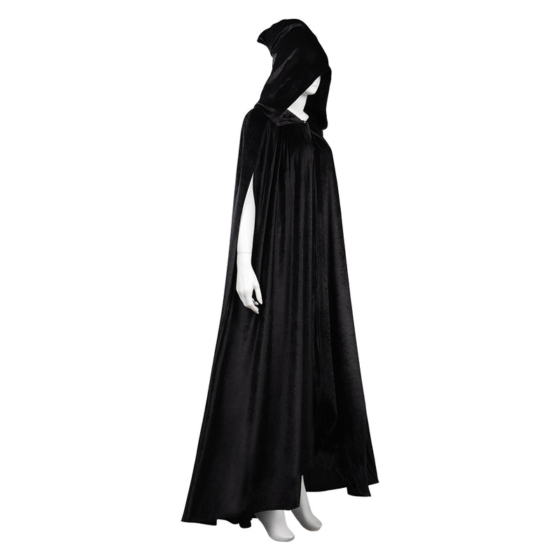 Witch Wizard Wizard Robe Cosplay Costume Black Short Sleeve Hooded Cloak Outfits