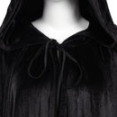 Witch Wizard Wizard Robe Cosplay Costume Black Short Sleeve Hooded Cloak Outfits