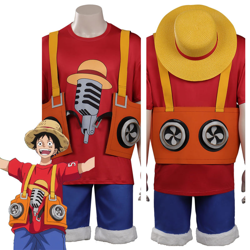 One Piece Film Red 2022 Monkey D. Luffy Cosplay Costume Hat Outfits Halloween Carnival Suit