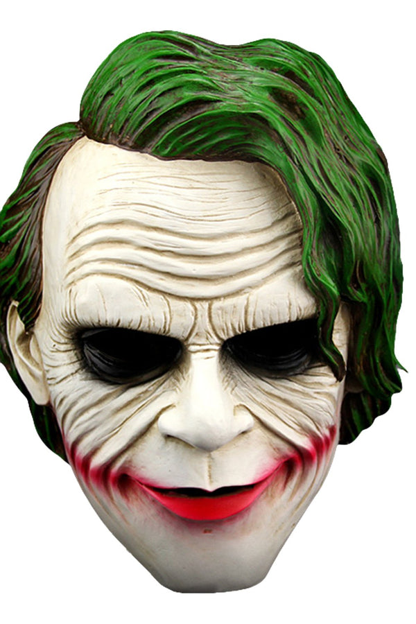 Joker Helmet Green Hair Clown Mask Halloween Villain Cosplay Props