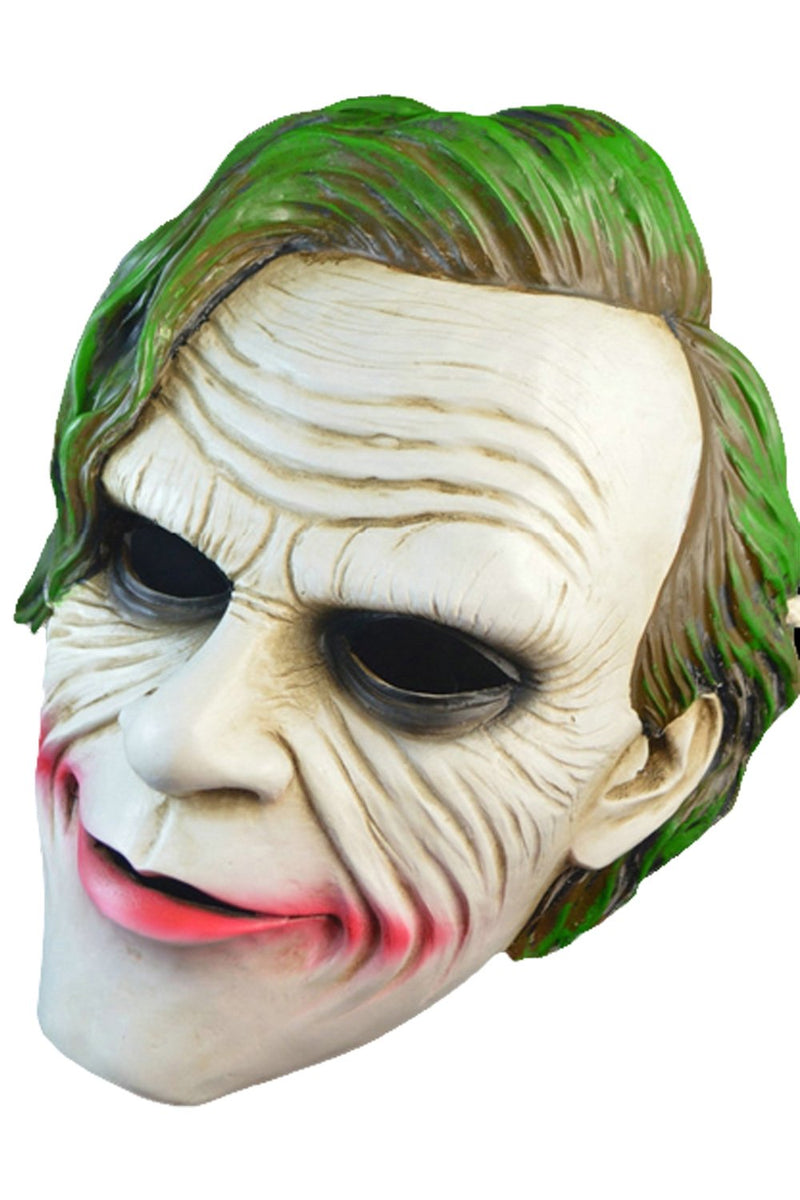 Joker Helmet Green Hair Clown Mask Halloween Villain Cosplay Props