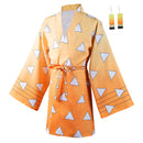 Agatsuma Zenitsu Halloween Carnival Suit with Earrings Belt Cosplay Costume
