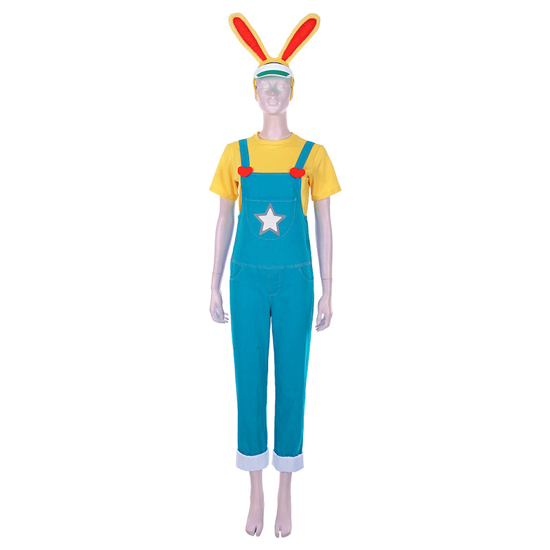 Animal Crossing: New Horizons-Zipper T. Bunny Men T-shirt Overalls Outfits Halloween Carnival Costume Cosplay Costume