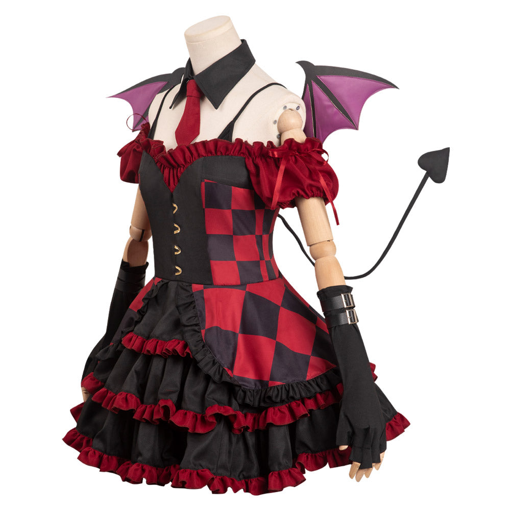 Women Red Dress Full Set Cosplay Costume Outfits Halloween Carnival Pa