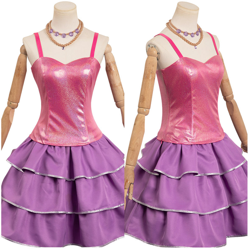 2023 Doll Movie : Life in the Dreamhouse Pink Rose Red Suit Female Dress Party Carnival Halloween Cosplay Costume