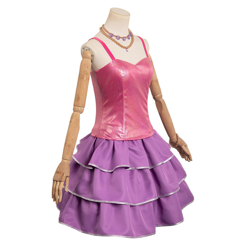 2023 Doll Movie : Life in the Dreamhouse Pink Rose Red Suit Female Dress Party Carnival Halloween Cosplay Costume