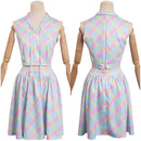 2023 Doll Movie Blue Printed Female Sexy Skirt Sleeveless Top Roleplay Dress Party Carnival Halloween Cosplay Costume