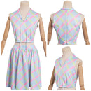 2023 Doll Movie Blue Printed Female Sexy Skirt Sleeveless Top Roleplay Dress Party Carnival Halloween Cosplay Costume