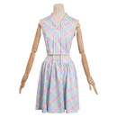 2023 Doll Movie Blue Printed Female Sexy Skirt Sleeveless Top Roleplay Dress Party Carnival Halloween Cosplay Costume