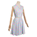 2023 Doll Movie Blue Printed Female Sexy Skirt Sleeveless Top Roleplay Dress Party Carnival Halloween Cosplay Costume