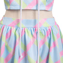 2023 Doll Movie Blue Printed Female Sexy Skirt Sleeveless Top Roleplay Dress Party Carnival Halloween Cosplay Costume