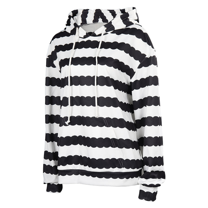 2023 Doll Movie Ken Black and White Striped Sweatshirt Hoodie Pullover Outfits Party Carnival Halloween Cosplay Costume