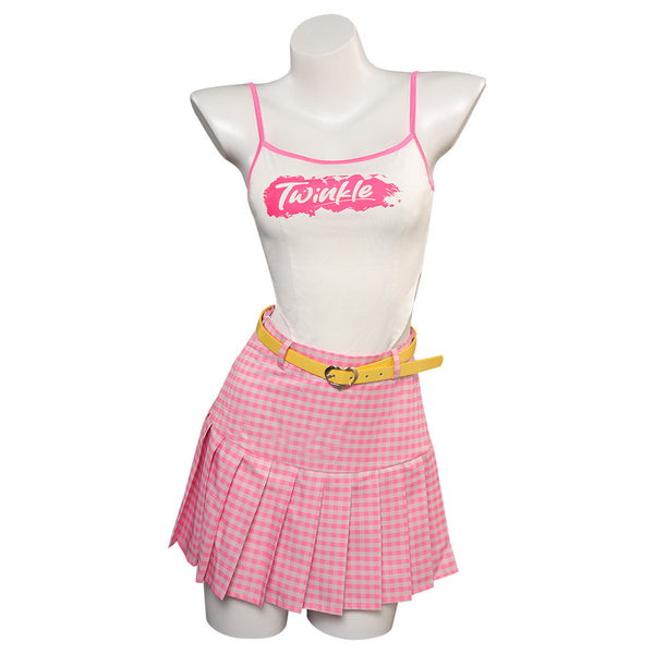 2023 Doll Movie Millennial Pink Spaghetti Strap Dress Original Design Party Carnival Halloween Cosplay Costume